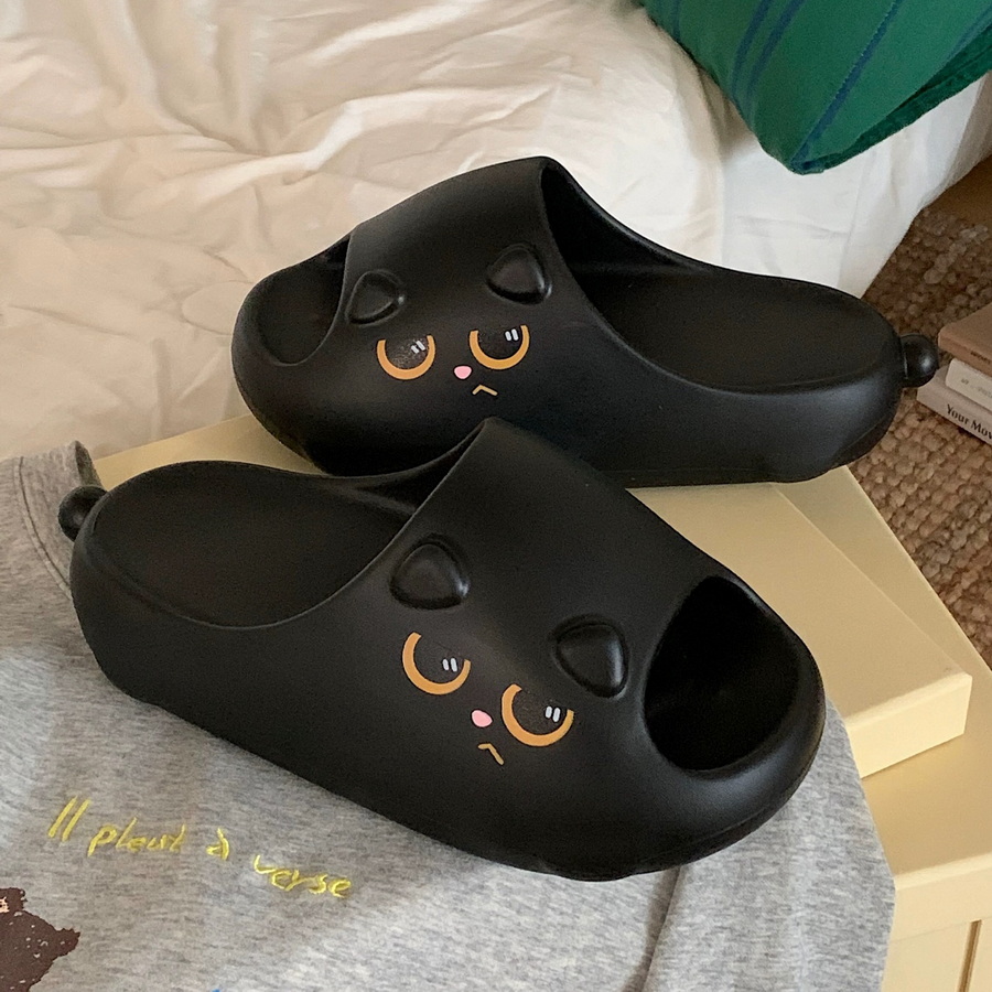New Black Cat Slippers for Wom - Men'S Shoes With Platform incelemesi ve fiyatı