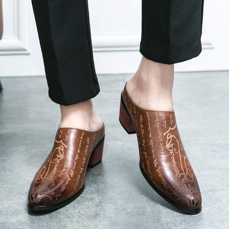 Men Brown Leather Mules Slippe - Shoes Heels Men incelemesi ve fiyatı